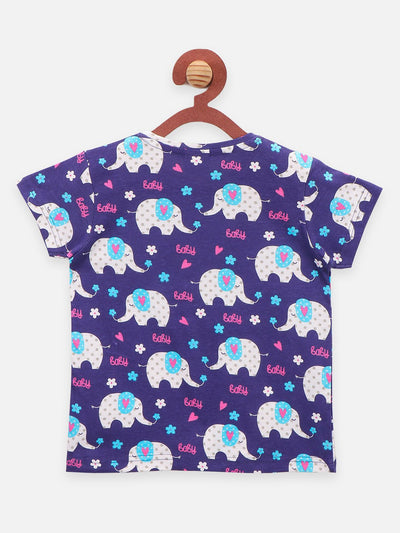 Lilpicks Navy Elephant print Nightsuit