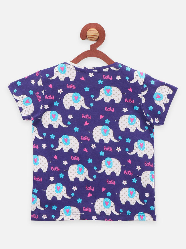 Lilpicks Navy Elephant print Nightsuit
