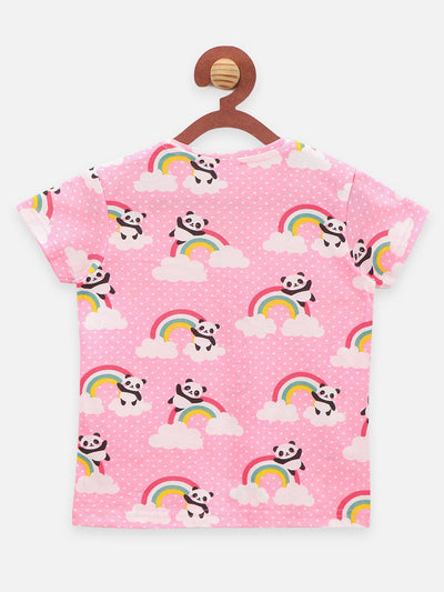Lilpicks Pink Panda Print Nightsuit