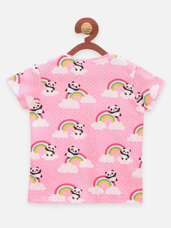 Lilpicks Pink Panda Print Nightsuit