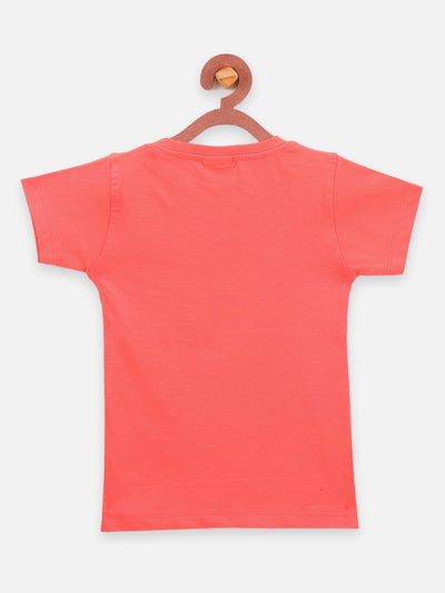 Coral Causal Round Neck  Tshirt