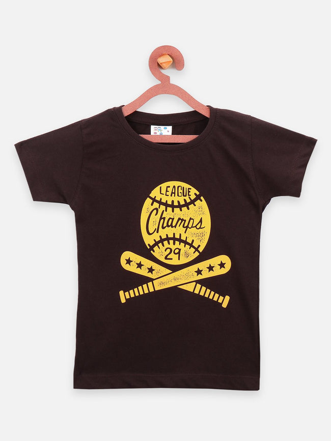Brown Causal Round Neck Tshirt