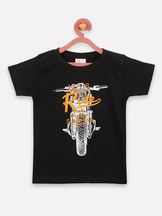 Black Causal Round Neck Tshirt