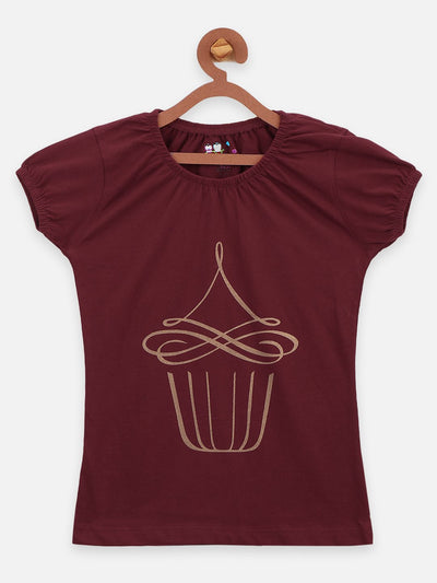 Brown causal round Neck Top