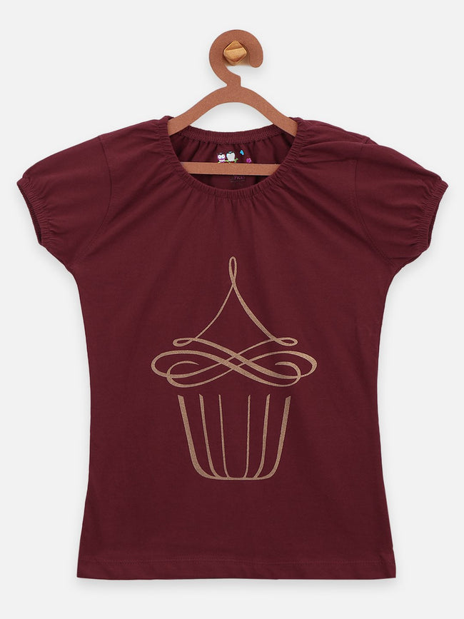 Brown causal round Neck Top