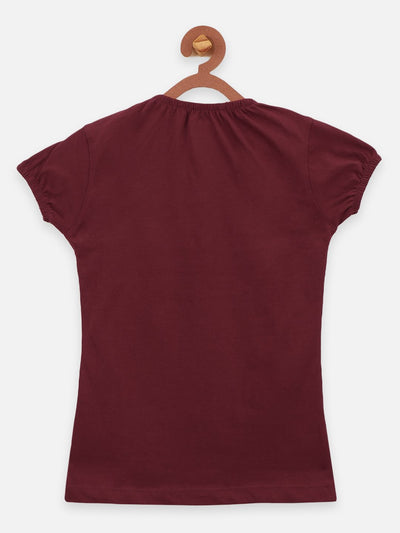 Brown causal round Neck Top