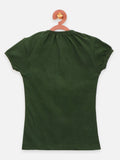 Green causal round Neck Tops