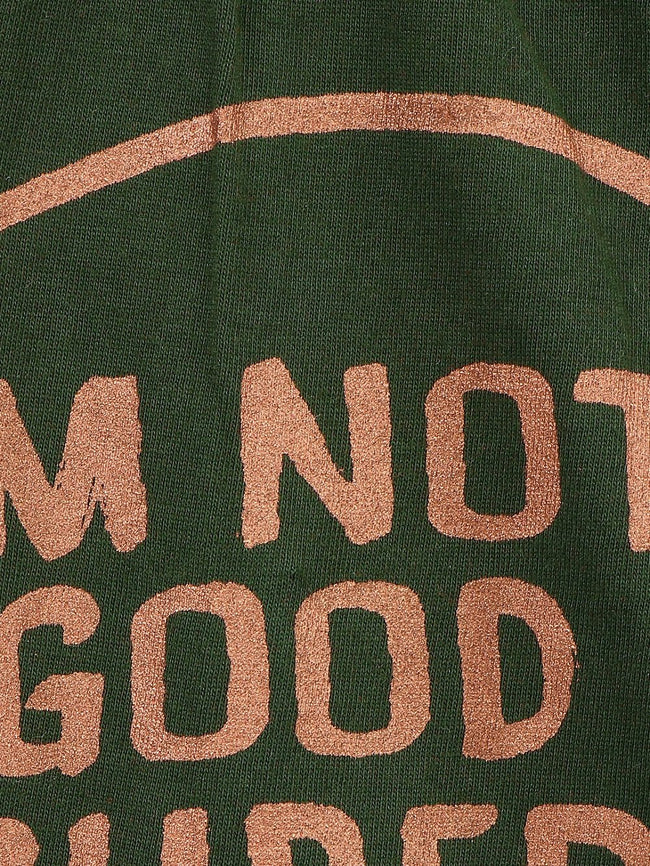 Green causal round Neck Tops