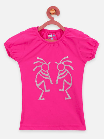 Pink causal round Neck Tops