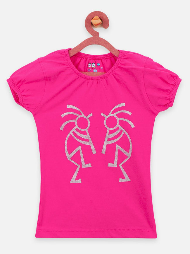 Pink causal round Neck Tops