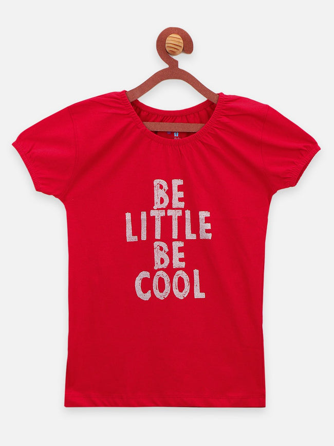 Red causal round Neck Tops