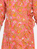 Lilpicks Orange Block Print Frilly Overlap Dress