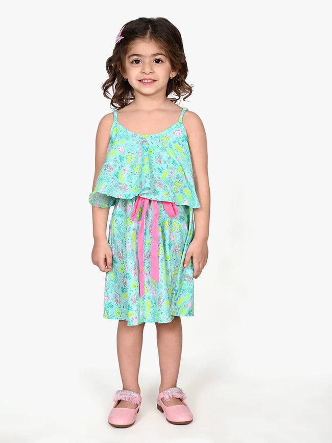 Sea Green Cape Flared Dress