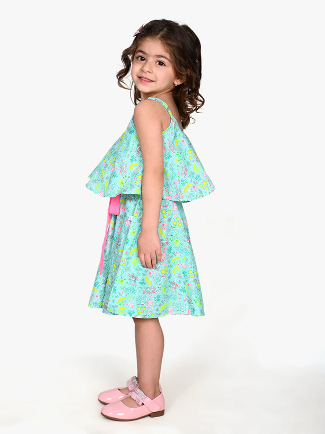 Sea Green Cape Flared Dress