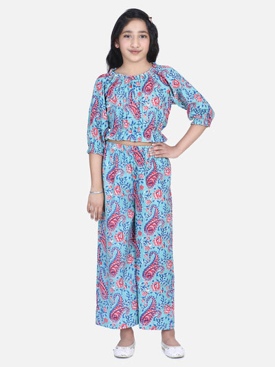 Lilpicks Frilly grey motif block print palazzo set