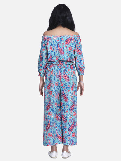 Lilpicks Frilly grey motif block print palazzo set