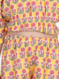 Lilpicks Frilly yellow flower block print palazzo set