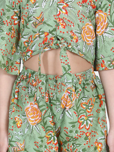 Lilpicks Green Block Print Short Set