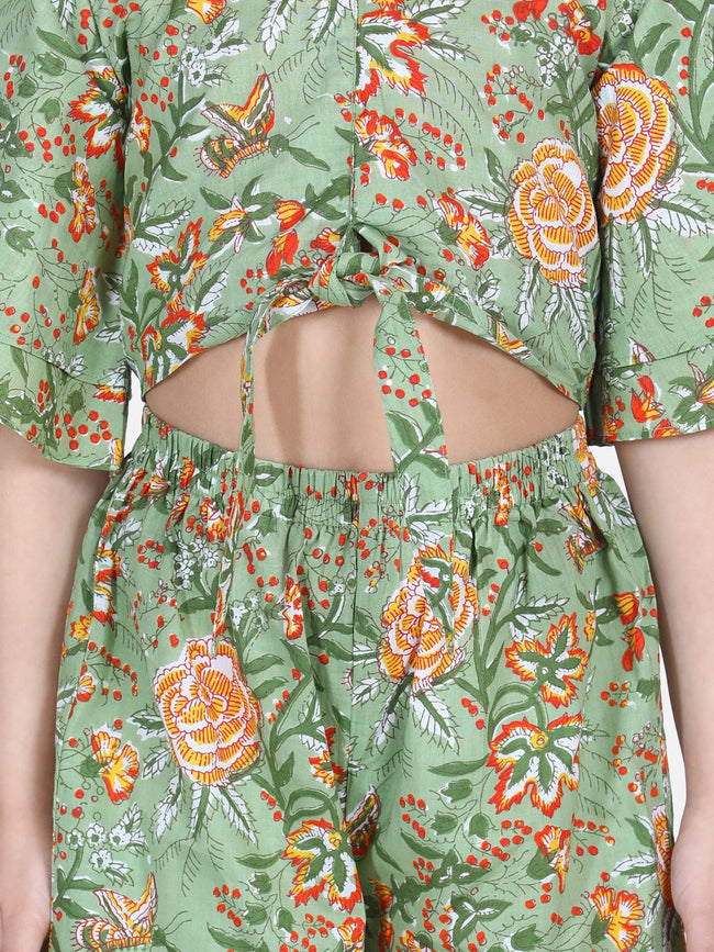 Lilpicks Green Block Print Short Set