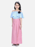 Lilpicks Vintage Blue and Dusky Pink Skirt Set