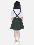 Lilpicks flounce top with olive skirt dungaree set