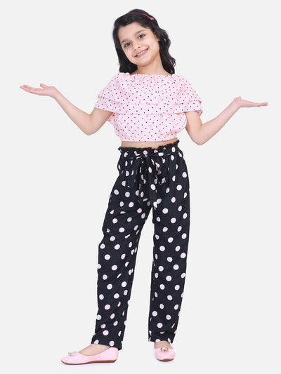 Lilpicks Dusky Pink Polka Top with Pant Set