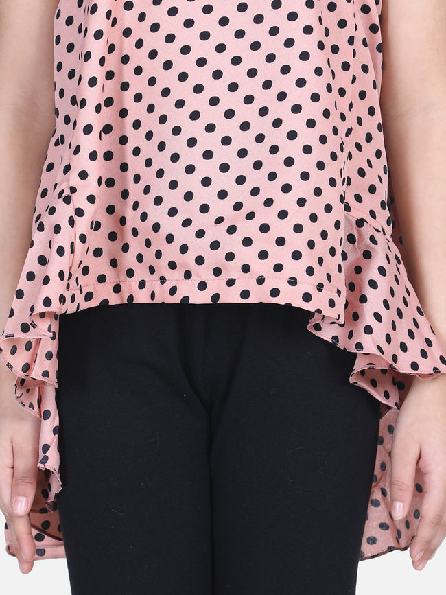 Lilpicks Dusky Brown asymmetrical Top with Black Legging Set