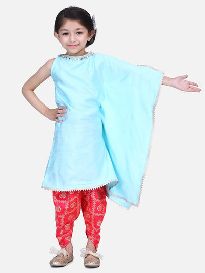 Lilpicks Powder Blue One side Kaftan Dhoti Set