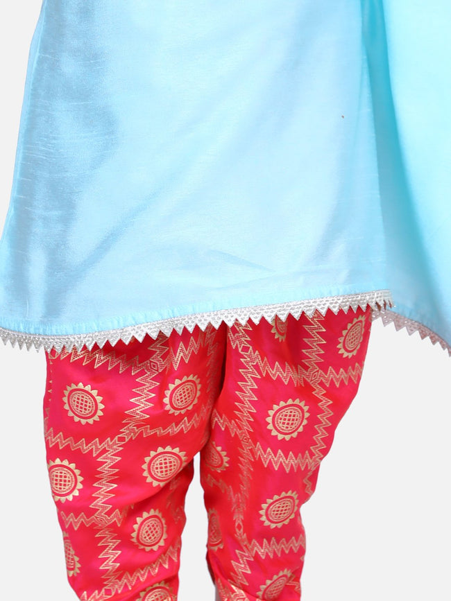 Lilpicks Powder Blue One side Kaftan Dhoti Set
