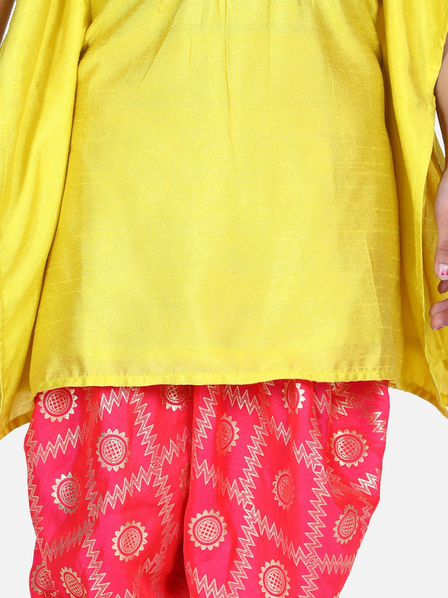 Lilpicks Mustard Kaftan dhoti Set