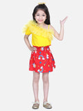 Lilpicks Yellow Frilly Crop Top with Flared skirt Set
