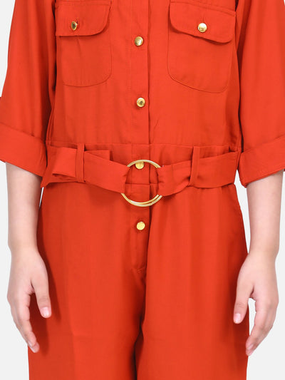 Lilpicks Rust Designer Full Jumpsuit