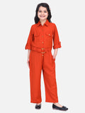 Lilpicks Rust Designer Full Jumpsuit