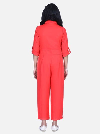 Lilpicks Red Designer Full Jumpsuit