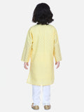 Lilpicks Lemon Yellow Chikankari Kurta Pyjama Set