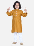 Lilpicks Mustard Chikankari Kurta Pyjama Set