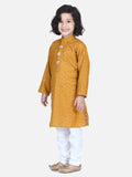 Lilpicks Mustard Chikankari Kurta Pyjama Set