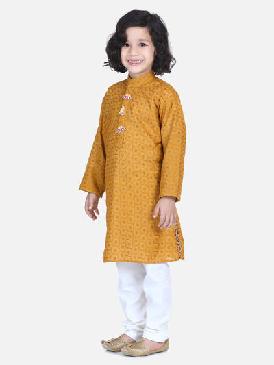 Lilpicks Mustard Chikankari Kurta Pyjama Set