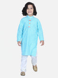 Lilpicks Bright Blue White Thread Chikankari Pyjama Set