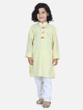 Yellow White Thread Chikankari Kurta Pyjama Set