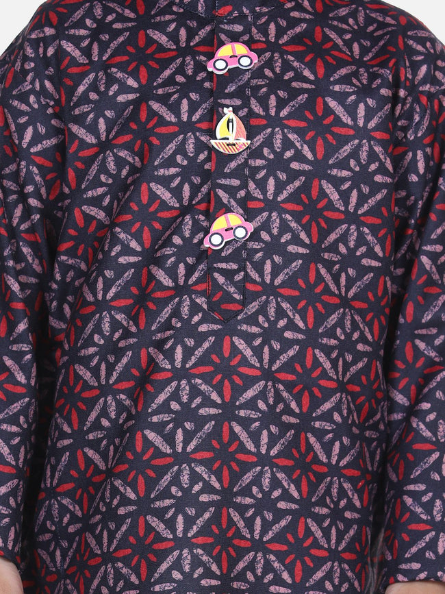 Lilpicks Brown Digital Print Dhoti Kurta Set