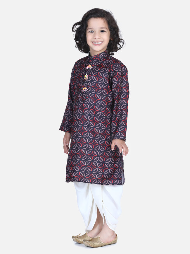 Lilpicks Brown Digital Print Dhoti Kurta Set