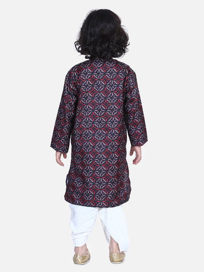Lilpicks Brown Digital Print Dhoti Kurta Set