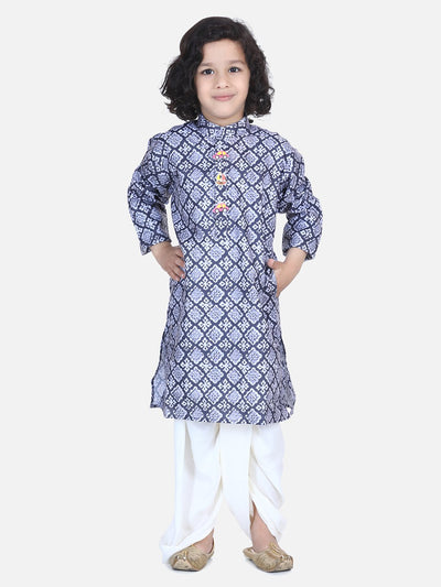 Lilpicks Grey Digital Print Dhoti Kurta Set