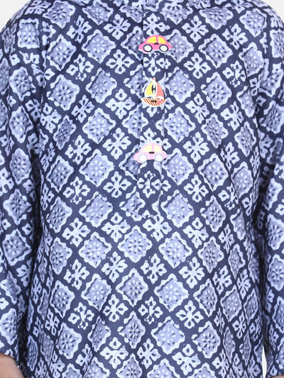 Lilpicks Grey Digital Print Dhoti Kurta Set