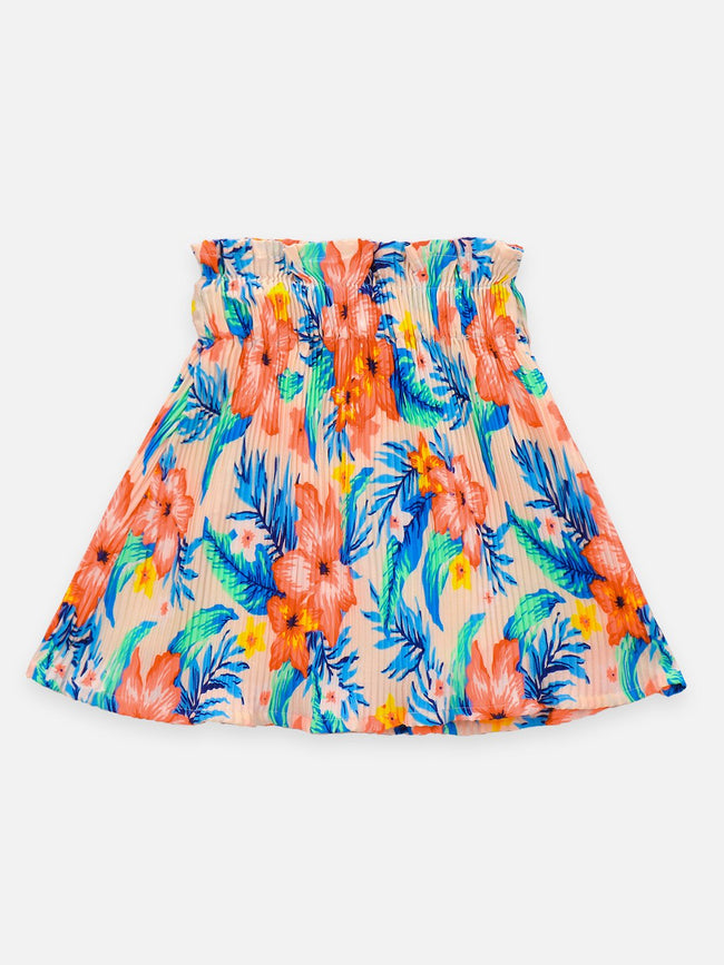 Lilpicks Yellow Ruffles Crop top with Pleated Skirt Set