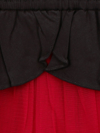 Lilpicks Black Maroon Cherry embroidery Flared Dress