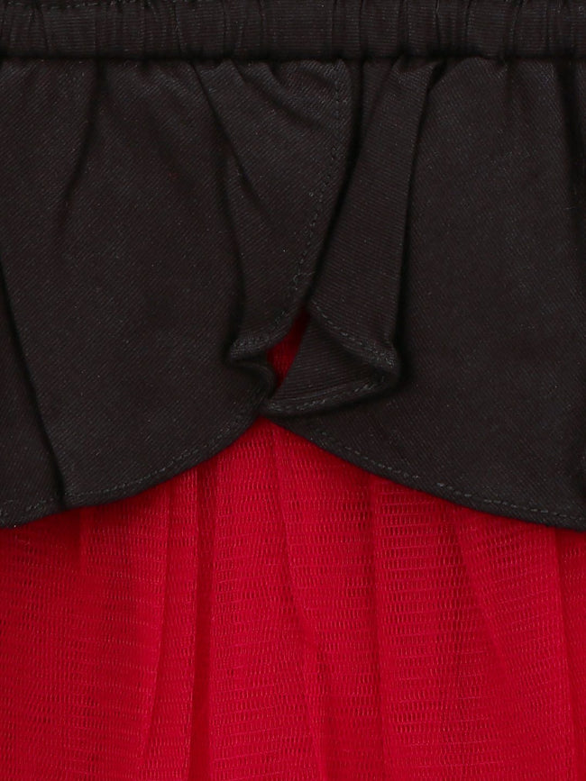 Lilpicks Black Maroon Cherry embroidery Flared Dress