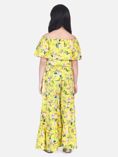 Lilpicks Yellow Floral Flared Pant Clothing Set