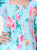 Lilpicks Sky Blue Floral Smocking Top